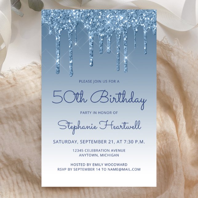 Lámina Invitación de Cumpleaños Número 50 con Efecto de G (Subido por el creador)
