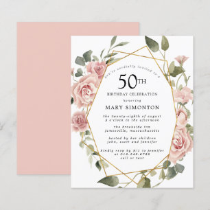 Lámina Invitación de cumpleaños número 50 de Budget Pink 