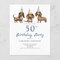Invitación de cumpleaños número 50 para perro Dach