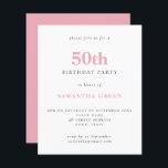 Lámina Invitación de cumpleaños número 50 simple Rubor Pi<br><div class="desc">Texto simple presupuesto Invitación a cumpleaños 50 de Rubor Pink. Una alternativa de valor por dinero menor de 4, 5 x 5, 6 pulgadas en defecto de la opción semi brillo que se recomienda para las invitaciones y es un grosor similar al de una postal. La opción de satén es...</div>