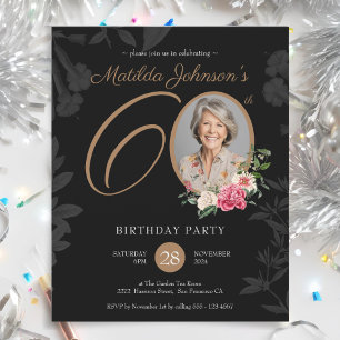 Lámina Invitación de cumpleaños número 60 con temática fl