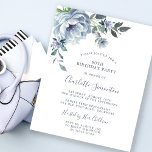 Lámina Invitación de cumpleaños número 60 de Budget Dusty<br><div class="desc">Una polvorienta peonía azul y flores silvestres decoran una invitación de cumpleaños bonito. La caligrafía moderna se suma al Boho Vibe.</div>