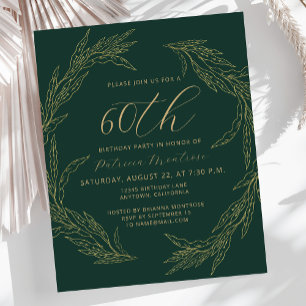 Lámina Invitación de cumpleaños número 60 de esmeralda ve