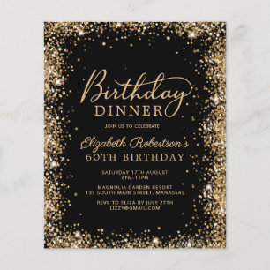 Lámina Invitación de cumpleaños número 60 de oro negro pr