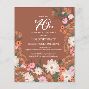 Lámina Invitación de cumpleaños número 70 con terracota f
