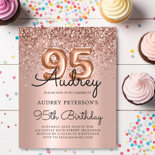 Lámina Invitación de cumpleaños número 95 Budget Chic con
