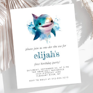 Lámina Invitación de cumpleaños número uno con tiburón ac