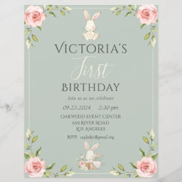 Lámina Invitación de cumpleaños número uno de conejito li