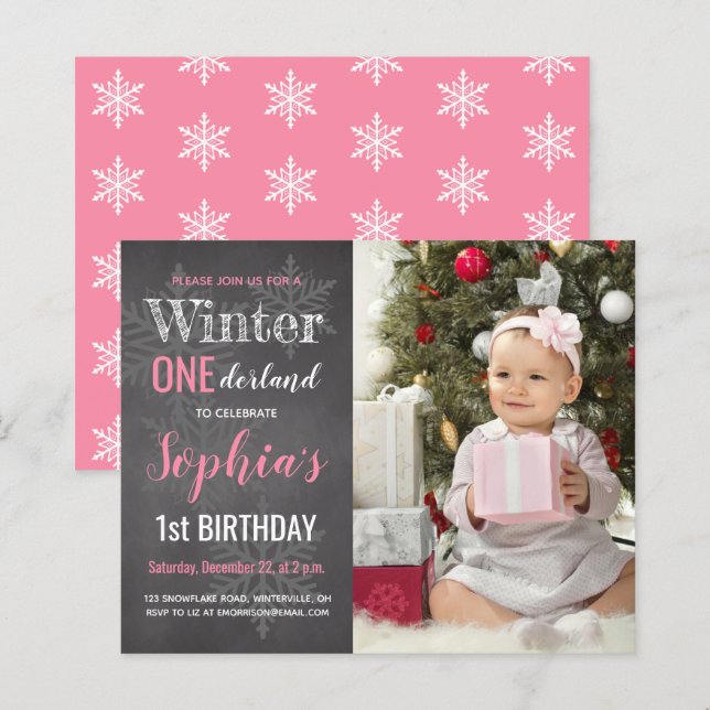 Lámina Invitación de cumpleaños número uno de Invierno On (Anverso / Reverso)