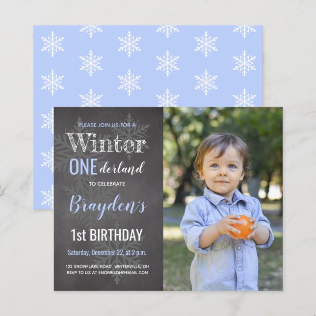 Lámina Invitación de cumpleaños número uno de Invierno On (Anverso / Reverso)