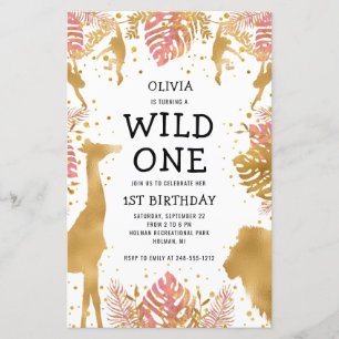 Lámina Invitación de cumpleaños número uno de niñas con p