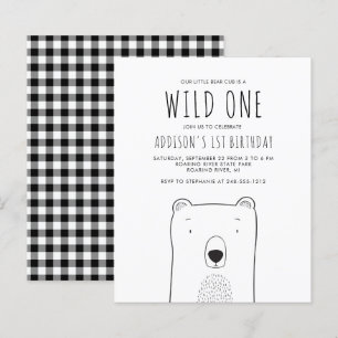 Lámina Invitación de cumpleaños número uno del Oso Rústic