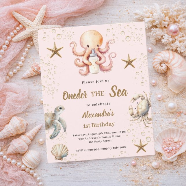 Lámina Invitación de cumpleaños número uno niña rosa deba (Subido por el creador)