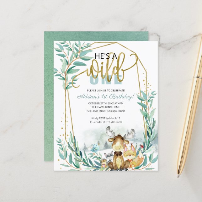Lámina Invitación de Cumpleaños Número Uno Presupuesto  É (Anverso/Reverso In Situ)