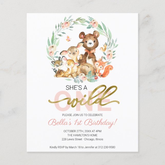 Lámina Invitación de Cumpleaños Número Uno Presupuesto El (Anverso)