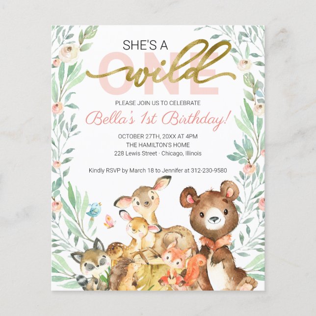 Lámina Invitación de Cumpleaños Número Uno Presupuesto El (Anverso)