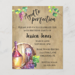 Lámina Invitación de cumpleaños para amante del vino enve