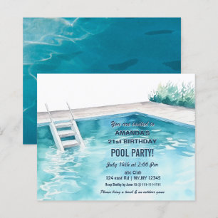 Lámina Invitación de cumpleaños para fiesta de piscina de