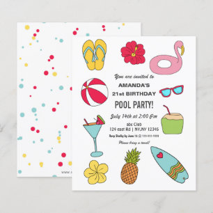 Lámina Invitación de cumpleaños para fiesta de piscina di