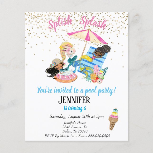 Lámina Invitación de cumpleaños para fiesta junto a la pi (Anverso)