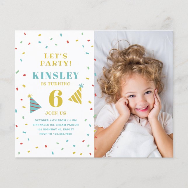 Lámina Invitación de cumpleaños para niños con foto y pur (Anverso)