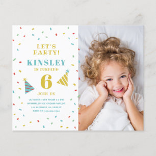 Lámina Invitación de cumpleaños para niños con foto y pur