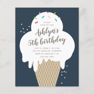 Lámina Invitación de cumpleaños para niños con helado eco