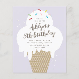 Lámina Invitación de cumpleaños para niños de helado econ