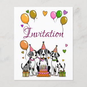 Lámina Invitación de cumpleaños para niños Gran Danés cac