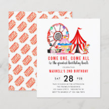 Invitación de cumpleaños para show de circo y carn