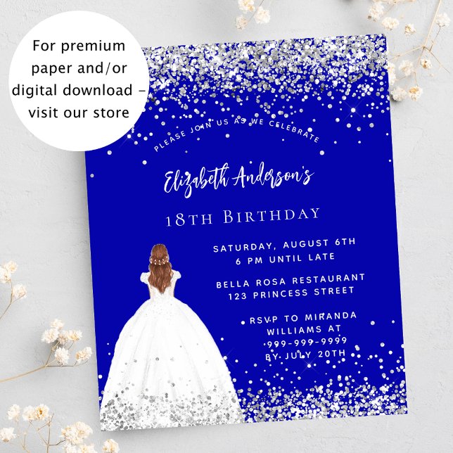 Lámina Invitación de cumpleaños para vestido azul real (Subido por el creador)
