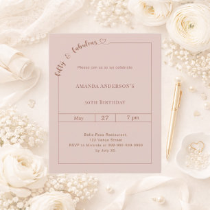 Lámina Invitación de cumpleaños rosa rubor 50 y fabuloso