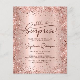 Lámina Invitación de cumpleaños Shhh Surprise Rosa Gold S