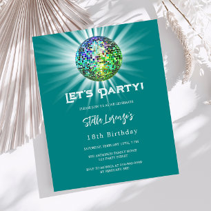 Lámina Invitación de cumpleaños verde verde azulado de Di