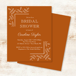 Lámina Invitación de Desayuno Nupcial de Naranja Quemada 