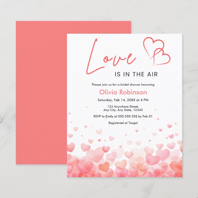 Lámina Invitación de Despedida de Soltera Budget Love is  (Anverso / Reverso)