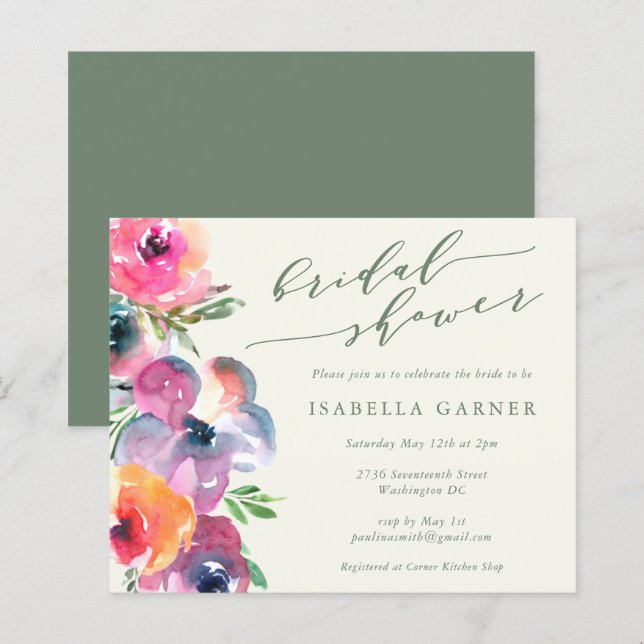 Lámina Invitación de Despedida de Soltera con Flor de Acu (Anverso / Reverso)