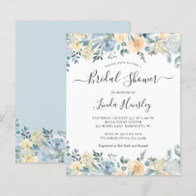 Invitación de Despedida de Soltera con Flores Azul