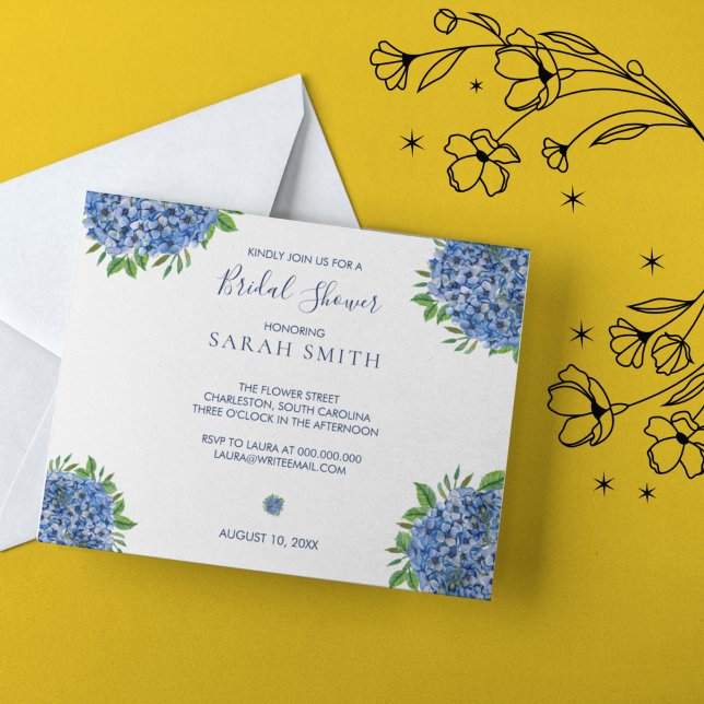Lámina Invitación de Despedida de Soltera con Hortensias  (Subido por el creador)