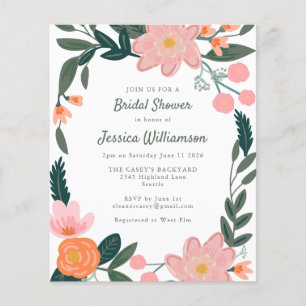 Lámina Invitación de Despedida de Soltera Floral Rosa Nar