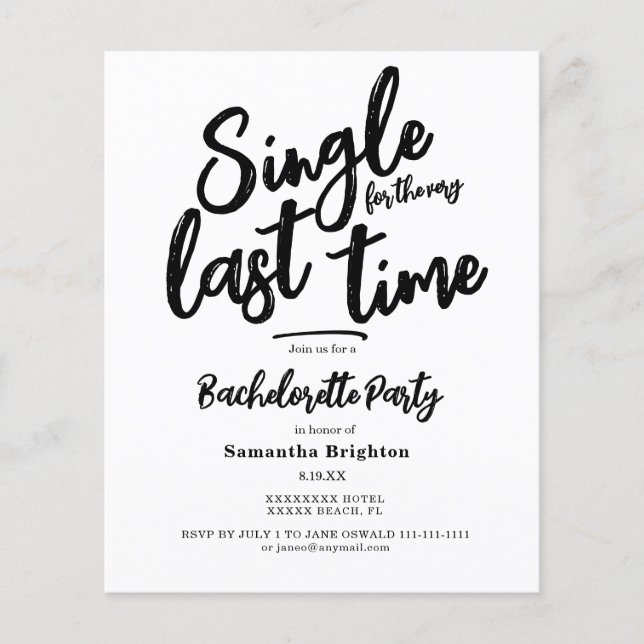 Lámina Invitación de despedida de soltera minimalista eco (Anverso)