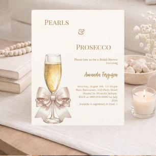 Lámina invitación de Despedida de Soltera Prosecco perlas
