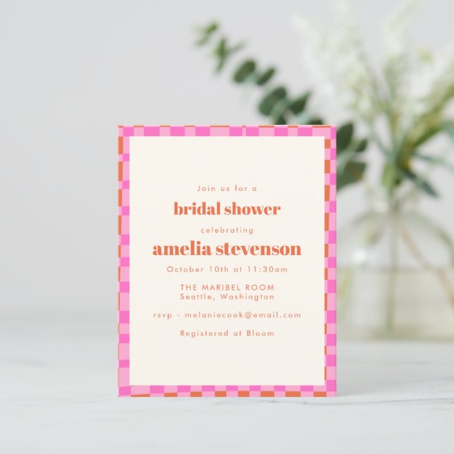 Lámina Invitación de Despedida de Soltera Rosa Naranja Ve (Anverso de pie)
