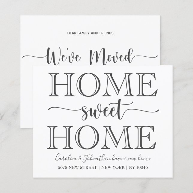 Lámina Invitación de desplazamiento de hogar dulce de pre (Anverso / Reverso)