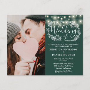 Lámina Invitación de Detalles de Boda con Luces Esmeralda
