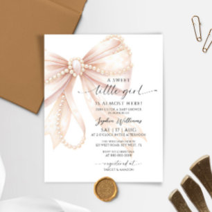 Lámina Invitación de Ducha de Bebé para Niña con Perla y