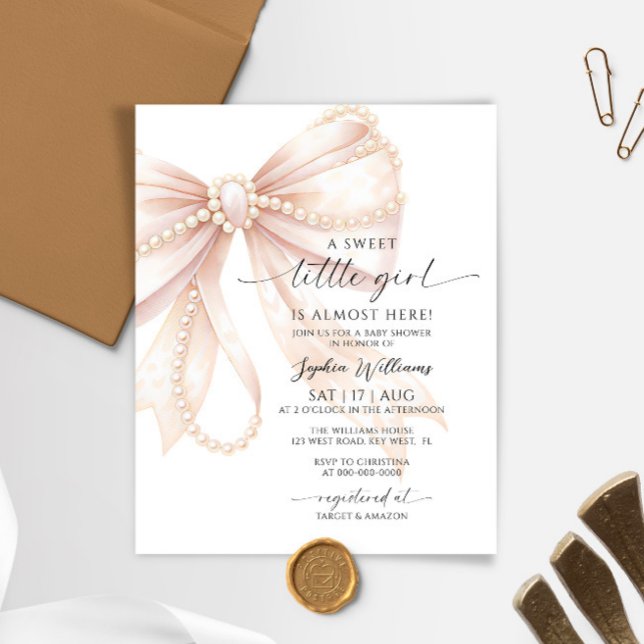 Lámina Invitación de Ducha de Bebé para Niña con Perla y  (Subido por el creador)