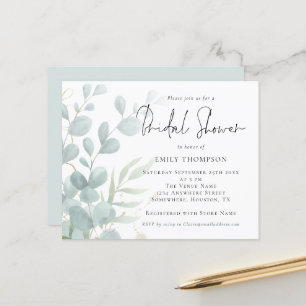 Lámina Invitación de ducha de novia azul en polvo de euca