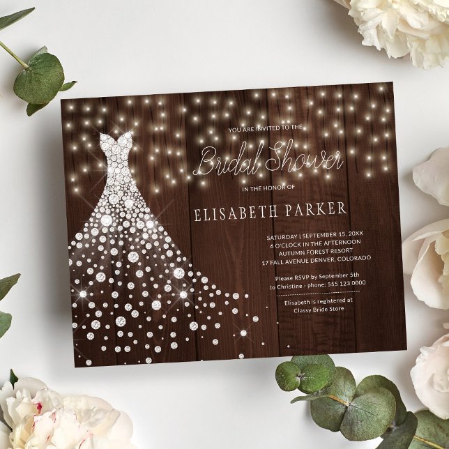Lámina Invitación de ducha de novia con vestido rústico b (Subido por el creador)