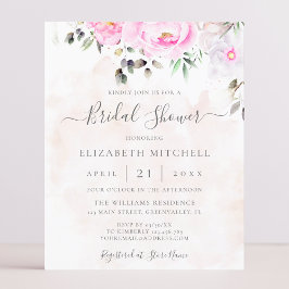 Lámina Invitación de ducha de novia floral color de agua 